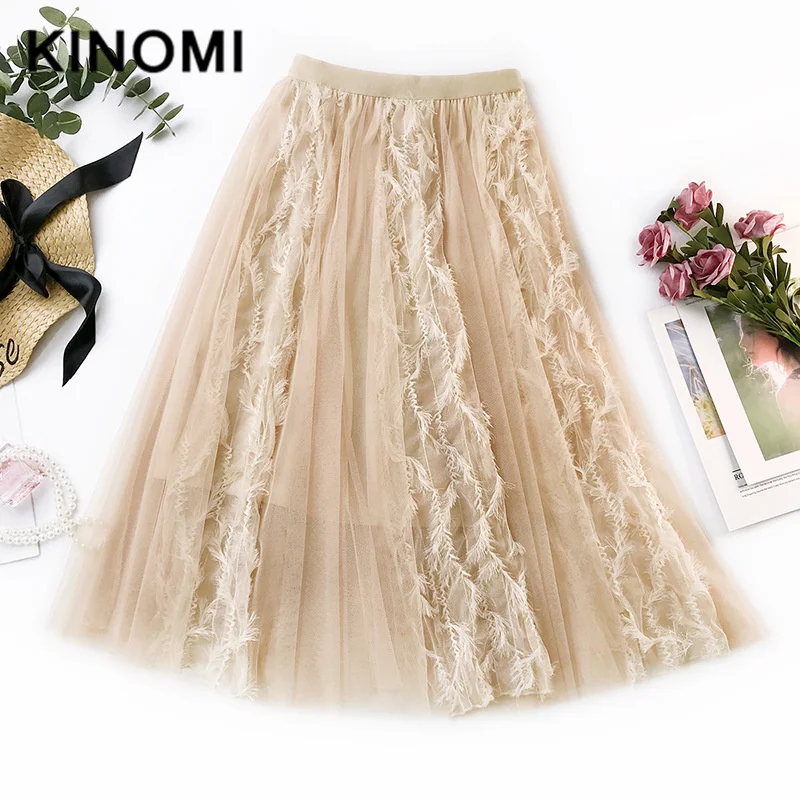 KINOMI Новинка 2020 весенне летние кружевные лоскутные сетчатые трапециевидные