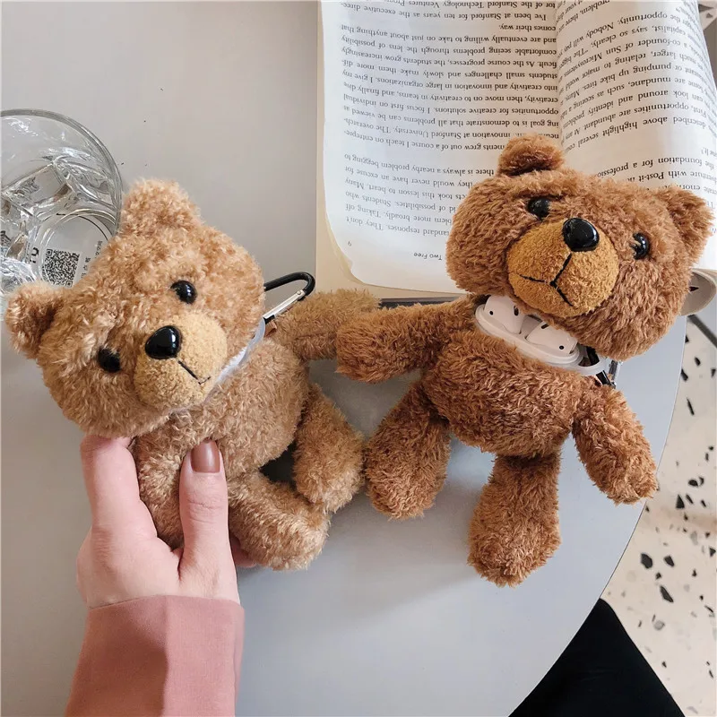 

Cartoon Plush Teddy Bear Protector For Airpods 1/2 3 Pro Plush Bear Protector Wireless Bluetooth Headset Storage Box