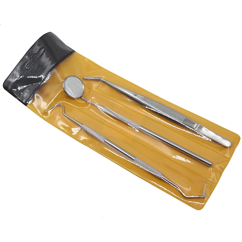 

3pcs Dental Probe Tweezer set Stainless Steel Dentist Prepared Tool Tooth Care Kit Instrument Tweezer Hoe Sickle Scaler