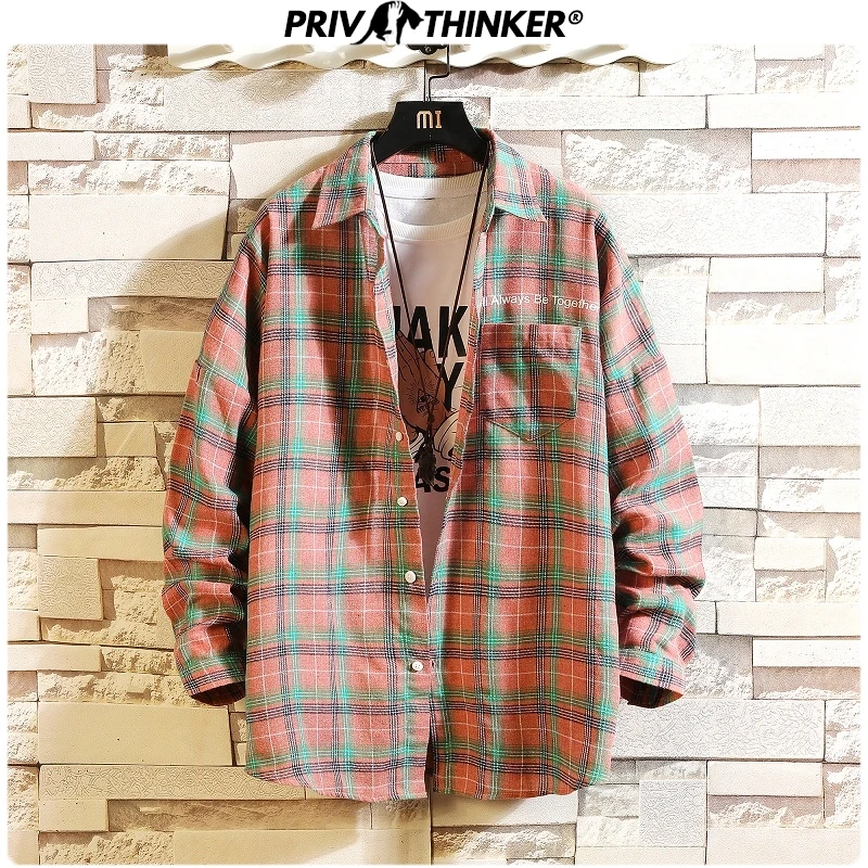 Privathinker повседневная мужская клетчатая рубашка весна осень рубашки для мужчин s