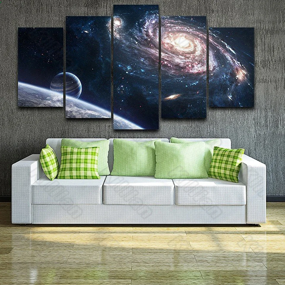 

Modern Style Mural Canvas Paintings Bed Home Decor Prints 5 Pieces Universe and Nebula Decoration Living Room Wall Fresco