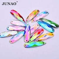 junao 100pc 828mm top quality mix color drop crystal rhinestones sew on flatback beads decorative stones for needlework