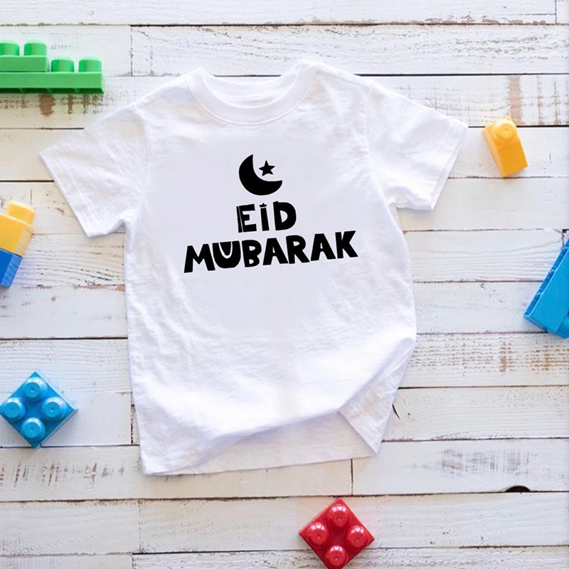 

ИД Мубарак рубашка для мальчиков и девочек счастливый Рамадан Al-Adha Iftar Fitr Мусульманский Исламский кареем украшение для вечерние подарок фот...
