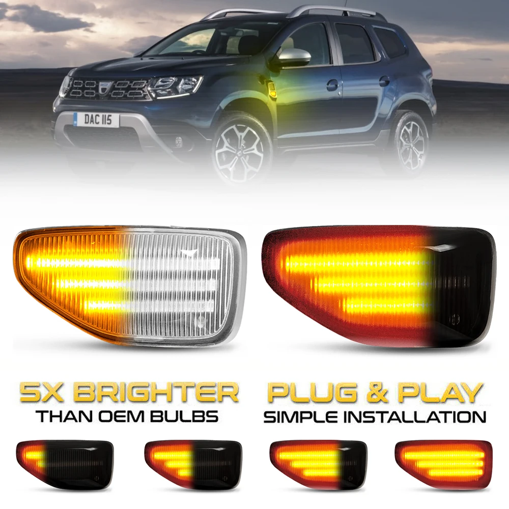Aliexpress - 2x LED Dynamic Side Marker Turn Signal Light For Dacia Sandero 2 Logan 2 Duster 2 Renault Stepway Amber Indicator Repeater Lamps