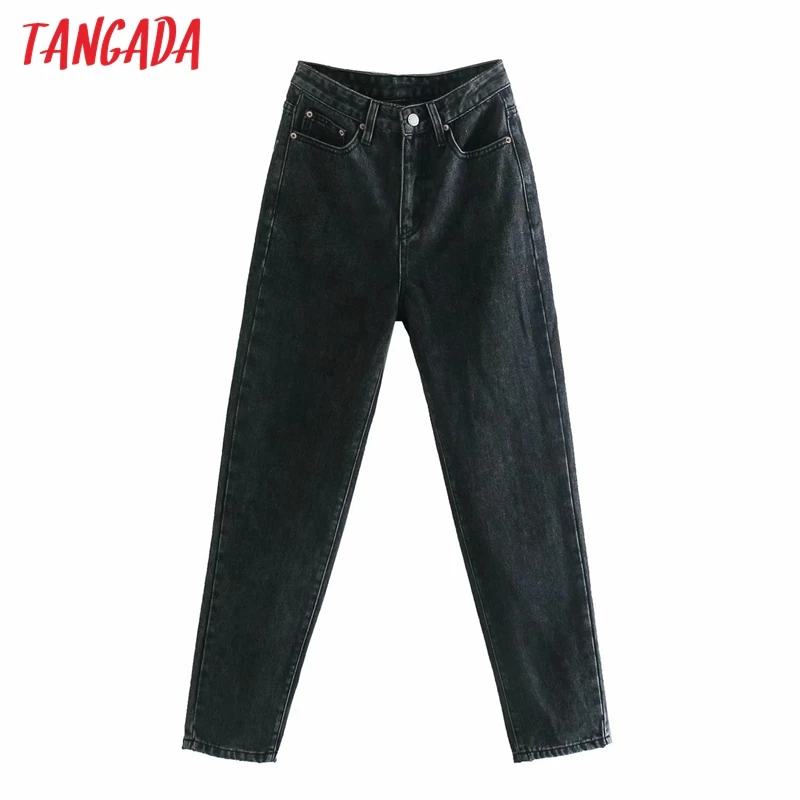 

FAKUNTN Tangada 2020 fashion women black jeans pants long trousers pockets buttons female denim pants 6P37