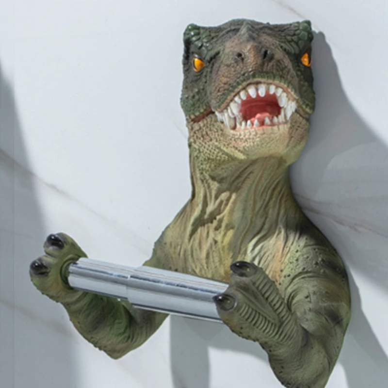 

3D Dinosaur Roll Paper Holder Wall-mounted Toilet Paper Rack Tyrannosaurus Decorative Tissue Towels Holder for Bathroom