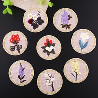circular badge chinese wind morning glory flowers patches for clothes iron orchid cartoon badges diy kid coat parches