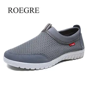 Мужские кроссовки с дышащей сеткой, черные Повседневные слипоны, лоферы для прогулок, размеры 38-48, для лета, 2019