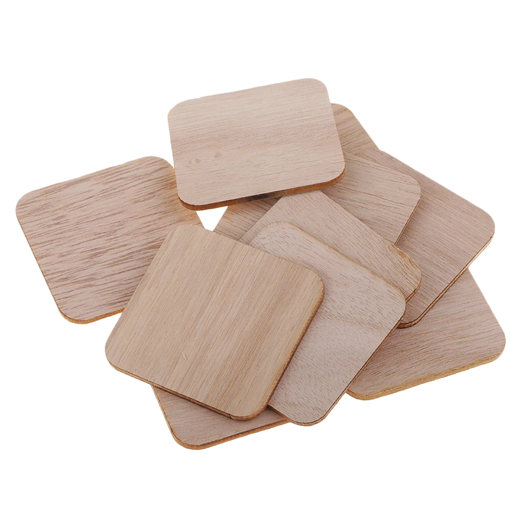 

100pcs Wooden Square Wood Embellishments Craft Blanks Cardmaking Tag
