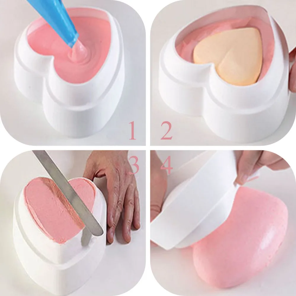 

Silicone Mold Cake Tools 3D Love Heart Shape Moule Chocolate Cookie Muffin Baking Tool Sponge Mousse Dessert Kitchen Gadget