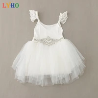 high quality toddler baby wedding party tulle dress backless holiday dress vest dress silk bow dresses for girls sundress