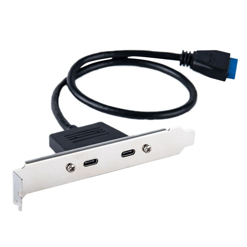 

USB C 3.1 Back Panel Expansion Bracket To 20-Pin Header Cable 2-Port Super-Speed Type-C Expansion Card For PC