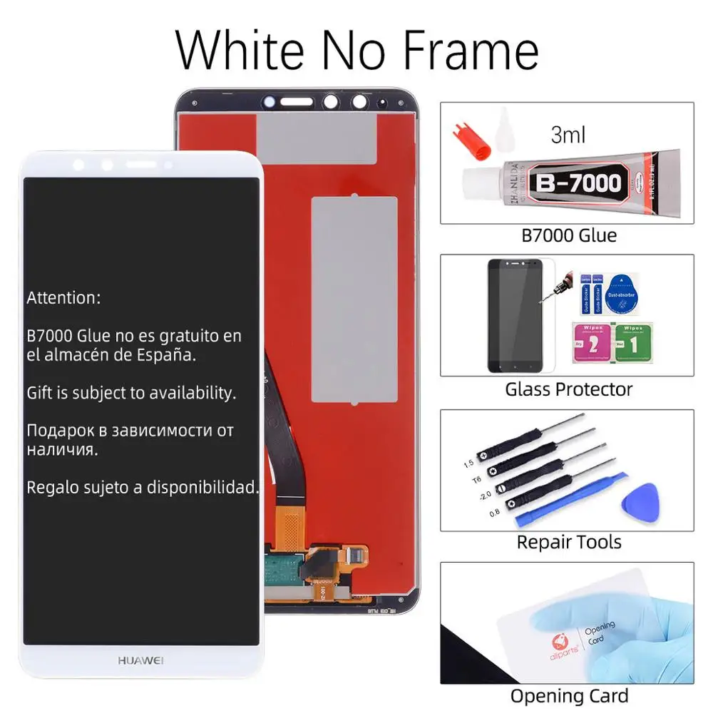 Дисплей для HUAWEI Y9 Enjoy 8 Plus fla lx1 LCD в сборе с тачскрином 5.93‘’ черный белый - Цвет: White No Frame