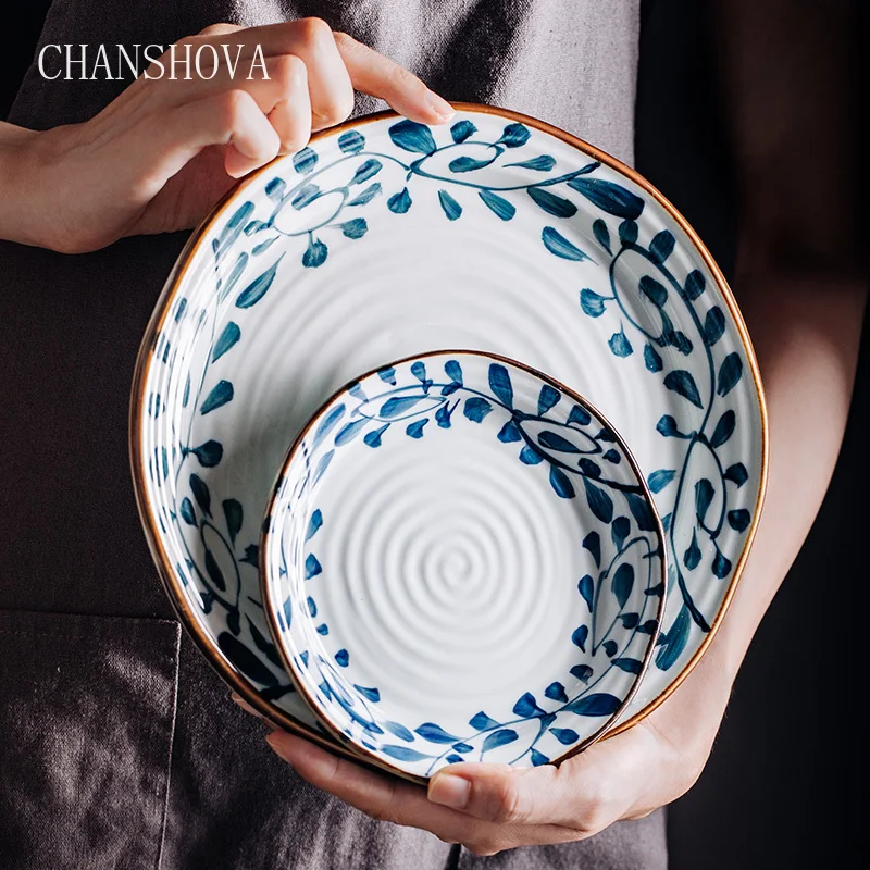 Круглая глазурованная керамическая обеденная тарелка CHANSHOVA с ручной росписью