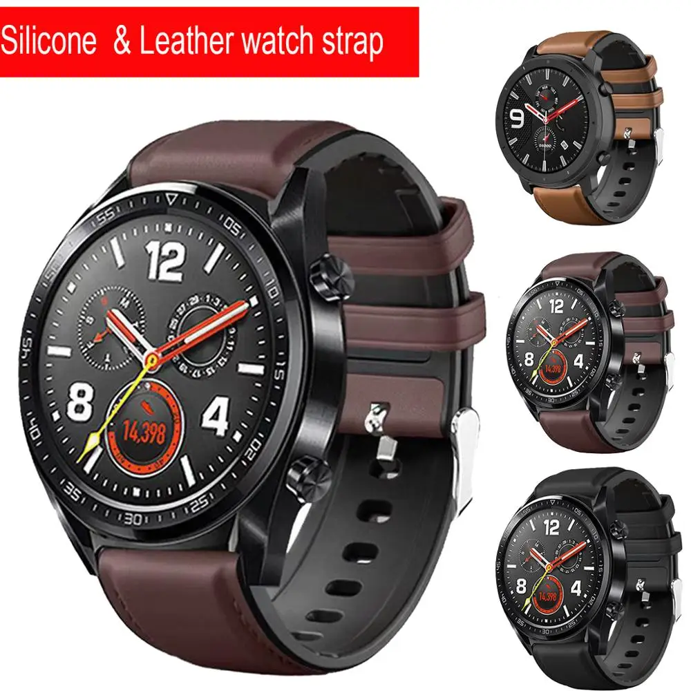 

Ремешок силиконовый для смарт-часов Huawei watch GT GT2 46, кожаный браслет для Honor Watch Magic 2 46 мм, 22 мм