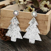faceted ab crystal gold silver color glitter leather christmas tree earrings for women 2021 newest christmas jewelry