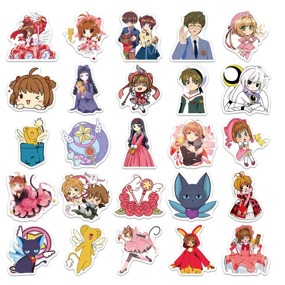 50Pcs Card Captor Sakura Stickers Cartoon Waterproof Anime Sticker Skateboard Bicycle Laptop Classic Graffiti Decals Kid Gift - купить по