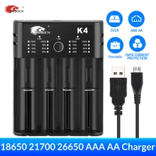 IMREN K4 Rechargeable Batteries 5V2A USB Charger 14500 16650 17650 18650 26650 21700 18350 A AA AAA Lithium NiMH Ni-Cd Battery