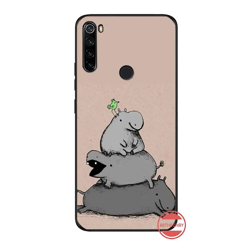 Милый Бегемот Мягкий силиконовый чехол для телефона из ТПУ xiaomi Redmi 5 5A plus 7A 8 note 2 3 4 6