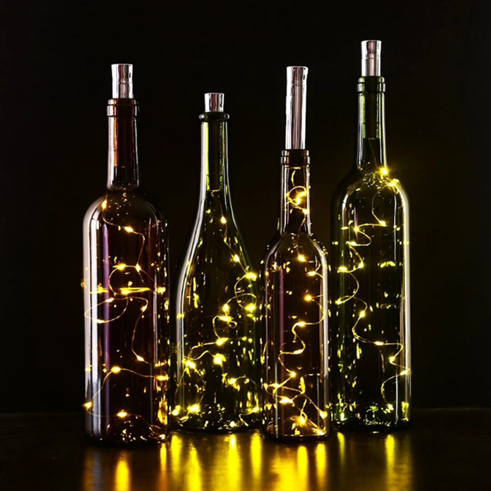 Светодиодный светильник 2 м 20LED серебряной проволоки бутылка Fairy Рождество