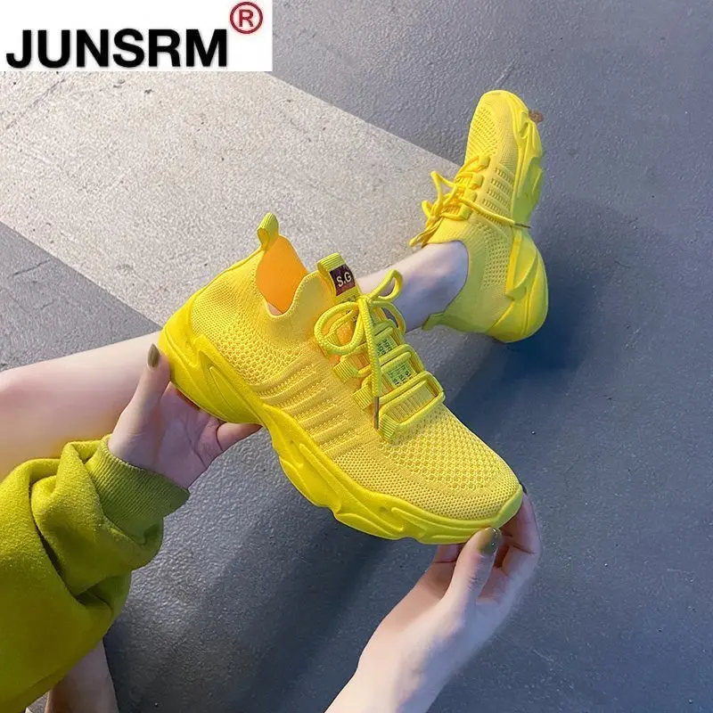 

2021 Spring New Women Shoes Comfortable Lace-up Casual Shoes Fashion Women's Vulcanized Shoes Mesh Breathable Soft Sneakers
