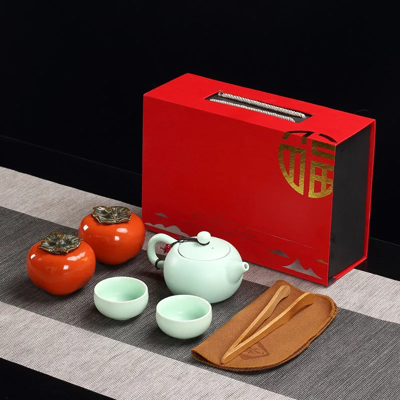 Хурма Форма Чай банки для хранения Высокое качество фарфора путешествия набор