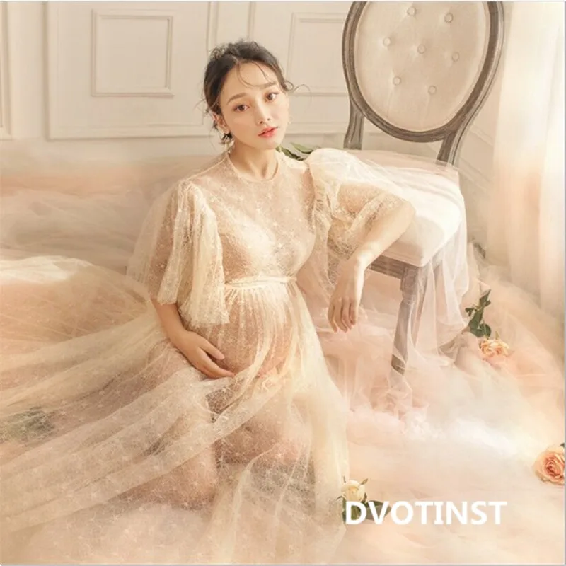 

Photography Props Gauze Dress Summer Pregnant Maternity Clothes Embroidery Lace Maternity Pregnancy Clothes Pregnant Woman Dress