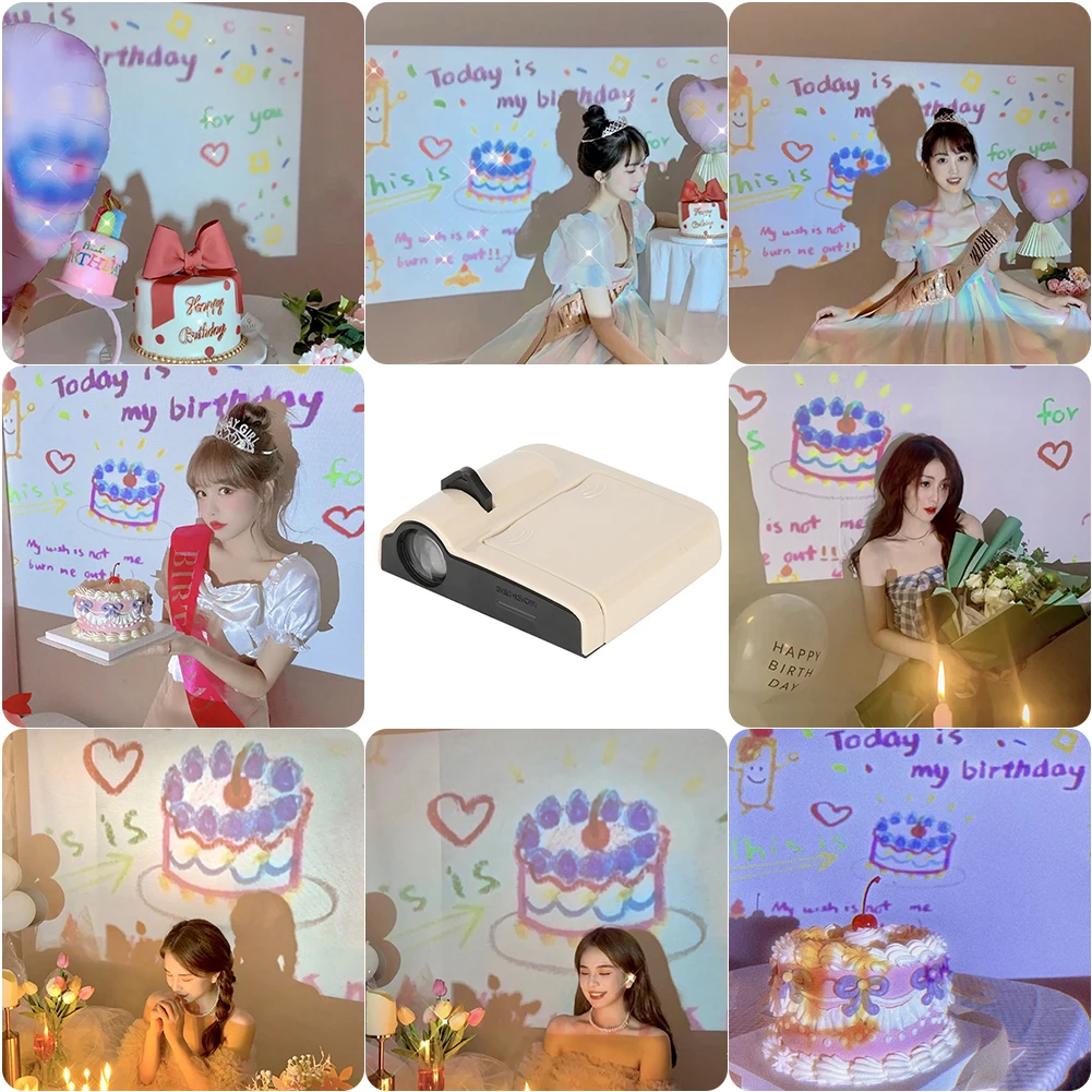

Birthday Projector Light Happy Birthday LED Photo Projection Atmosphere Night Light for Kids Birthday Gift Home Party Decoration
