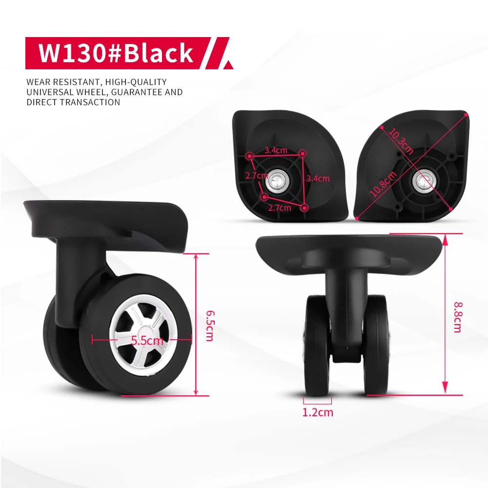 DILONG W130 Trolley Wheels Suitcase Luggage Unilateral Wheel Repair Parts Roller Silent Aircraft Pulley Accessories Wheels