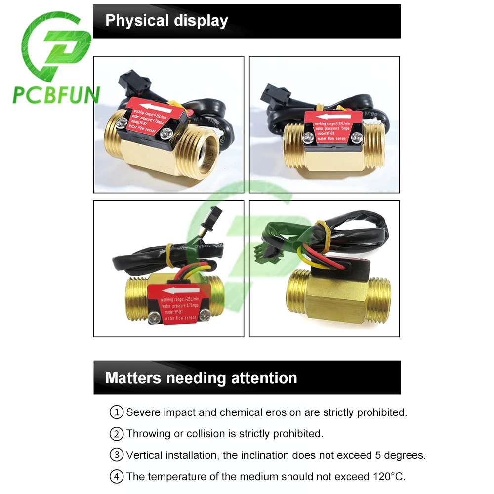 G1/2 Датчик расхода воды датчик холла переключатель расходомер DC 5-15 в латунный