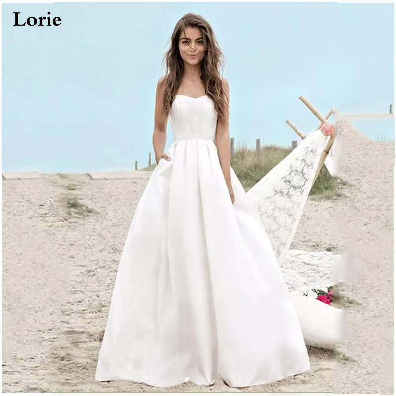Свадебное платье LORIE в стиле бохо простой винтажный стиль модель 2019 атласный цвет