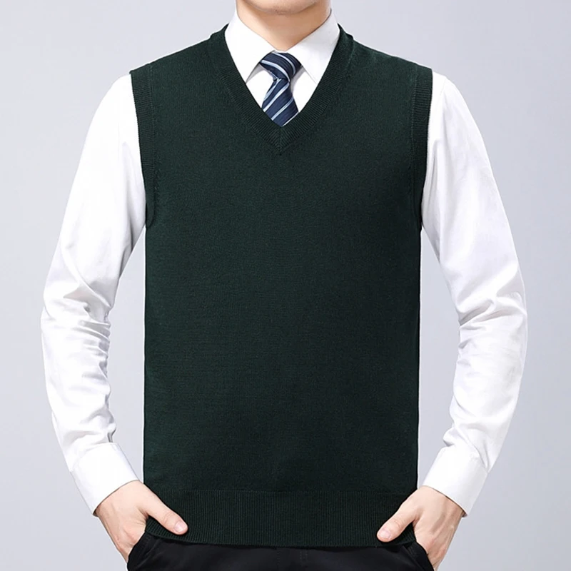 Мужской трикотажный жилет повседневный приталенный кашемировый шерстяной