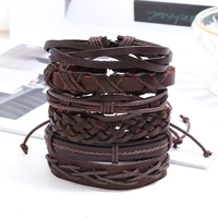 ajc mens jewelry bracelet new gift retro braided leather bracelet diy combination of six piece bracelet