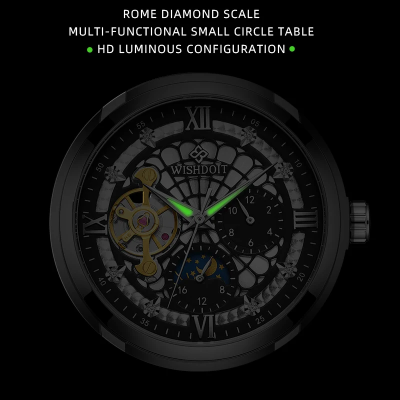 Часы наручные WISDHOIT Мужские механические деловые Роскошные водонепроницаемые