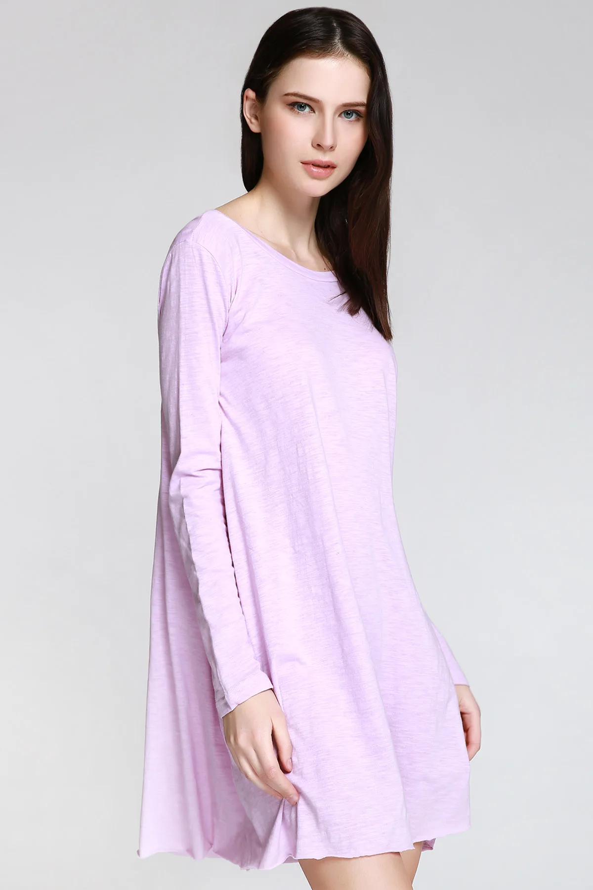 ZAFUL осеннее женское свободное платье повседневное фиолетовое мини с овальным