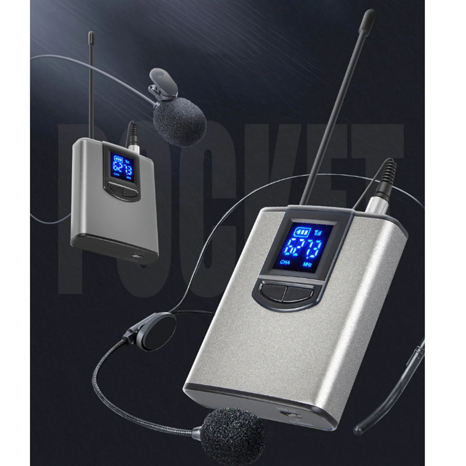 

UHF Wireless Headset Microphone Lavalier Lapel Mic Rechargeable Receiver