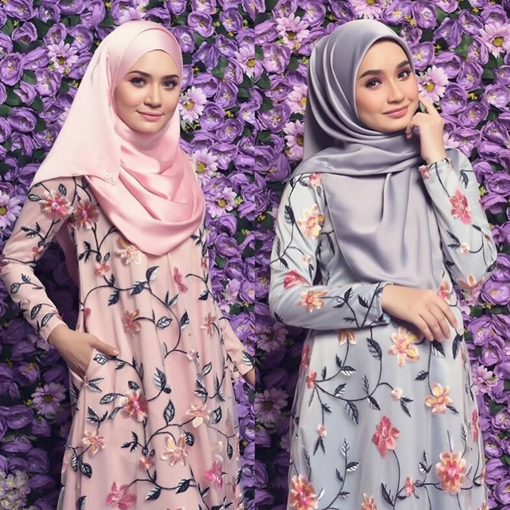 Siskakia Модное Длинное Платье макси с вышивкой круглым вырезом длинным рукавом