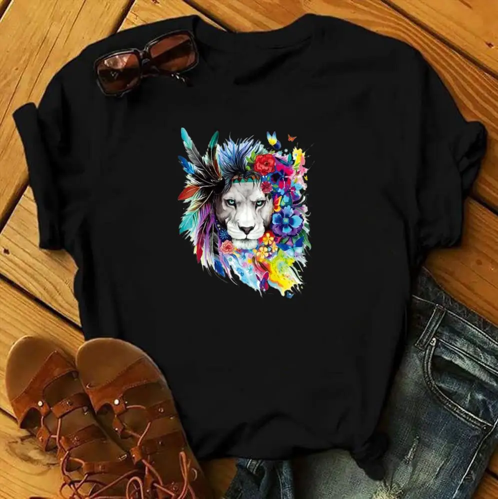 

2021 Cool Streetwear Female Black T-shirt Rainbow Lip and Butterfly Print Harajuku Women Summer Cotton T Shirt Femme Tops