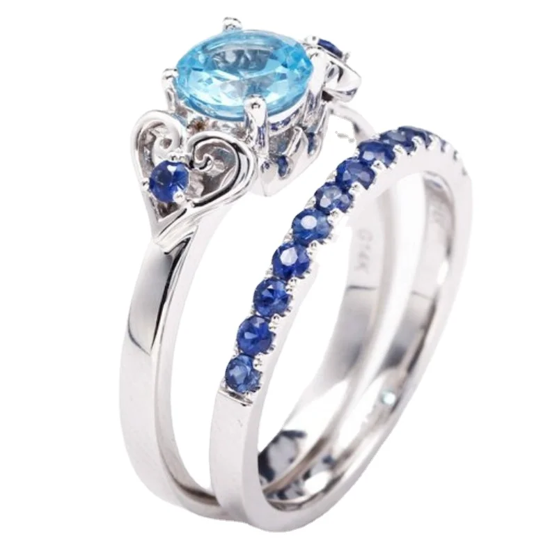 

Роскошное модное обручальное кольцо с морским синим бриллиантом для свадьбы невесты Размер 6-10