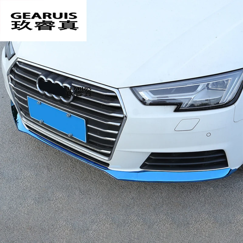 Car Styling Front Bumper Lip Lower Trim Strips Stainless Steel  For Audi A4 B9 Head Decoration Covers Stickers Auto accessories