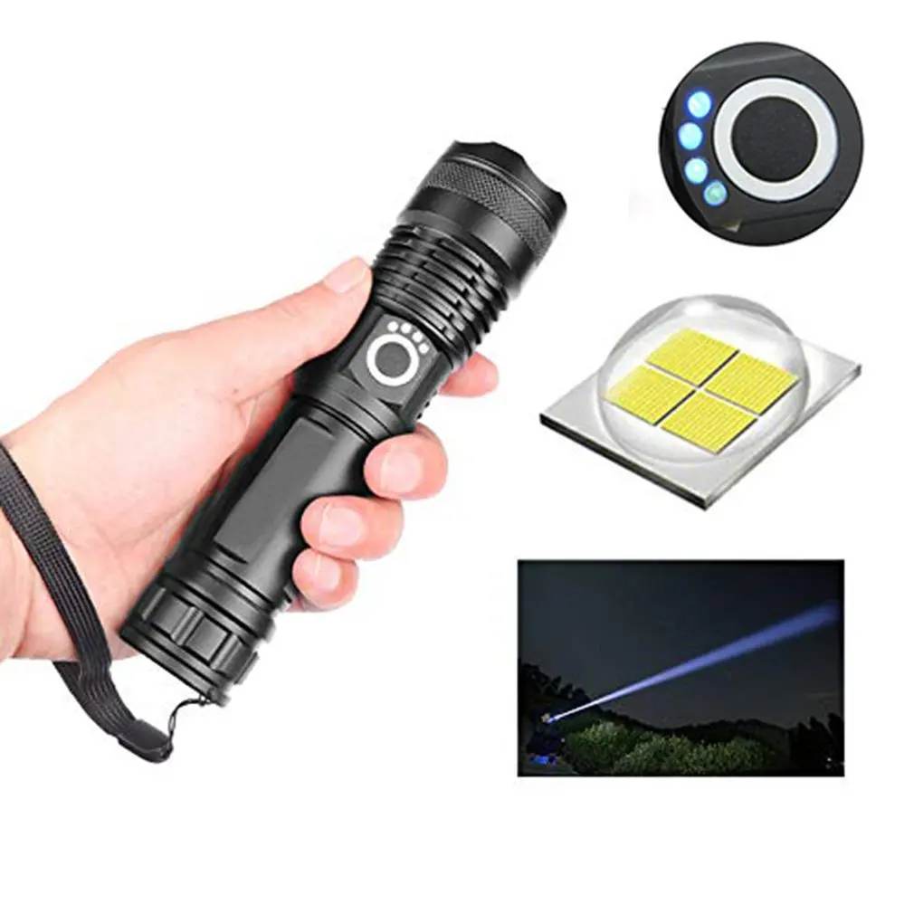 

P50 High-power Retractable Dimming Rechargeable Flashlight Mini Portable Flashlight Built-in Battery Waterproof Flashlight