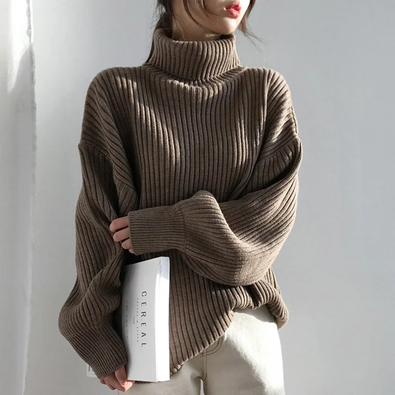 BGTEEVER шикарные женские свитера с высоким воротом плотные однотонные пуловеры