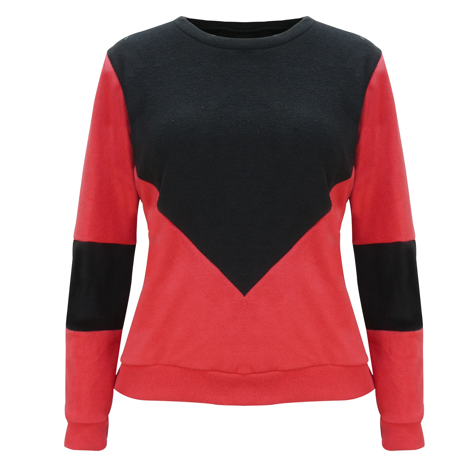 

2019 Autumn and Winter New Women's Long-Sleeved O Neck Fleece sweatshirts Color Stitching Sweater Top hoodies Women sweatshirts