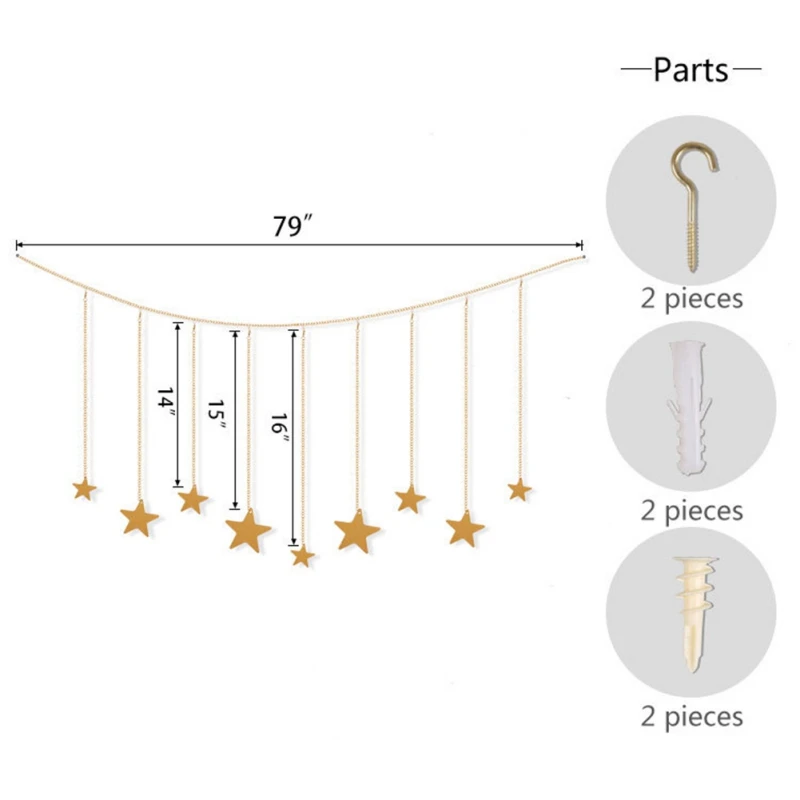 

DIY Star Hanging Decoration With Chain Unique Star Hanging Decoration With 30 Clips Photo Wall Decor For Kids Room Decoration