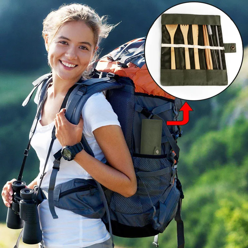 GOALONE 10 шт столовых Набор мешочек многоразовый для путешествий приборов набор