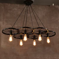ancient ways is nostalgic droplight with cafe bars hanging lamp wrought iron wheel droplight of modern restaurant