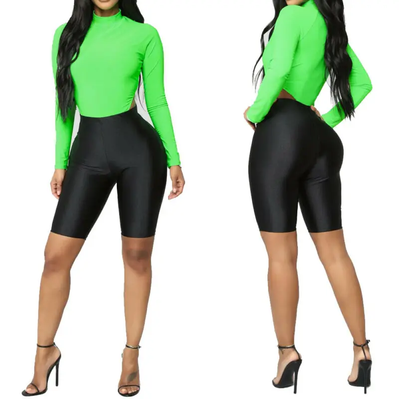 

Women Stretch Biker Bike Shorts Workout Polyester Leggins Knee Length Short Trousers Hot Sale Ladies Summer Slim Shorts Womens