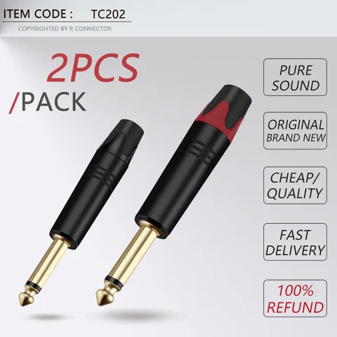 2 шт.  R TC202 6,35 мм Jack разъем латунный