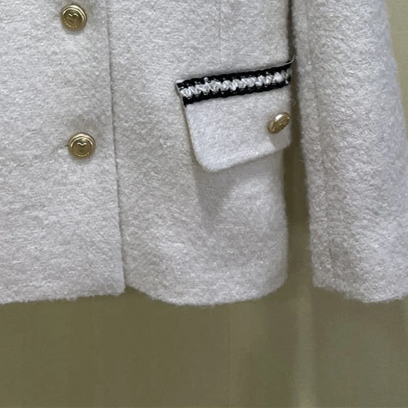 Женский тёплый пиджак однобортный с длинным рукавом элегантный Блейзер во