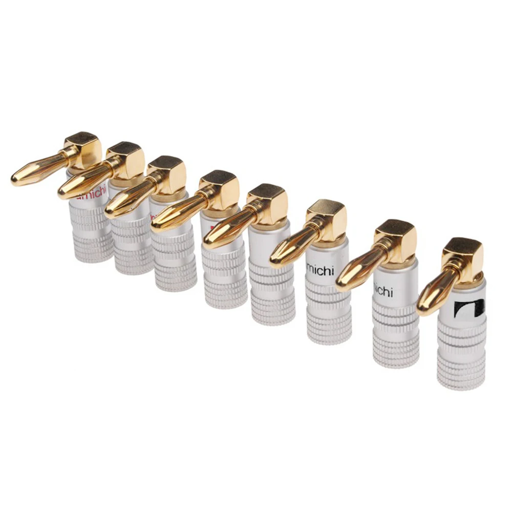 

8PCS Nakamichi 4mm Right Angle 90 Degree Gold-Plated Banana Plug For Video Speaker Adapter Audio Connector